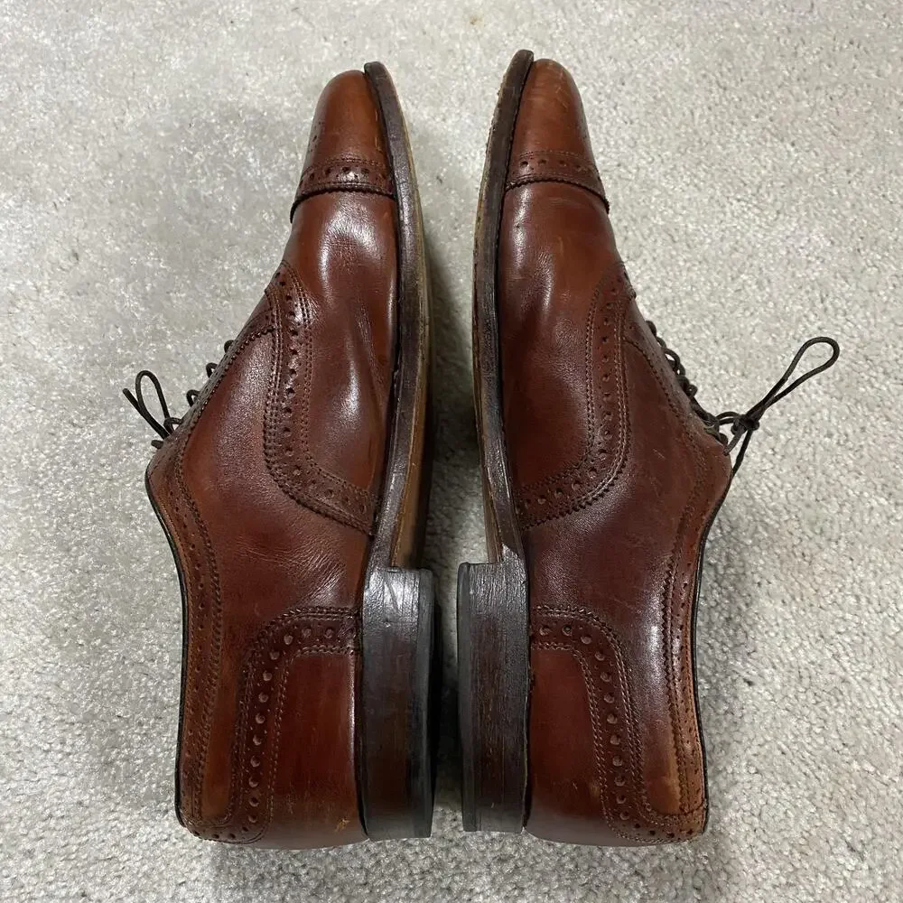 Allen Edmonds Rutland Shoes Mens 12 D Brown Leather Cap Toe Dress Oxford USA